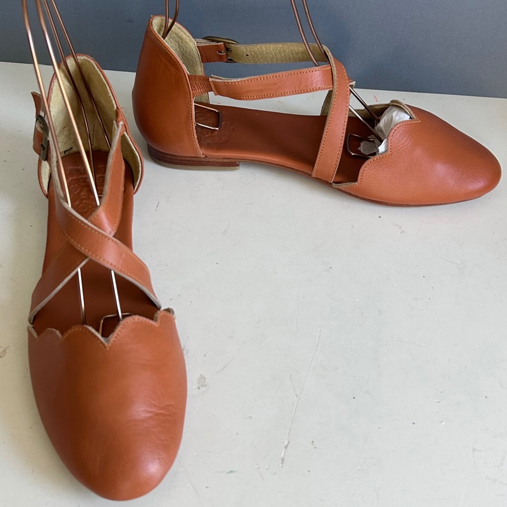 Bali ELF Handmade Mangrove Shoes size 10 Mary Jane Crisscross Flats - Picture 4 of 11